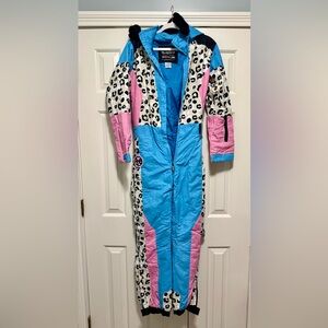 Tipsy Elves Leopard Blue&Pink Ski Suit- S